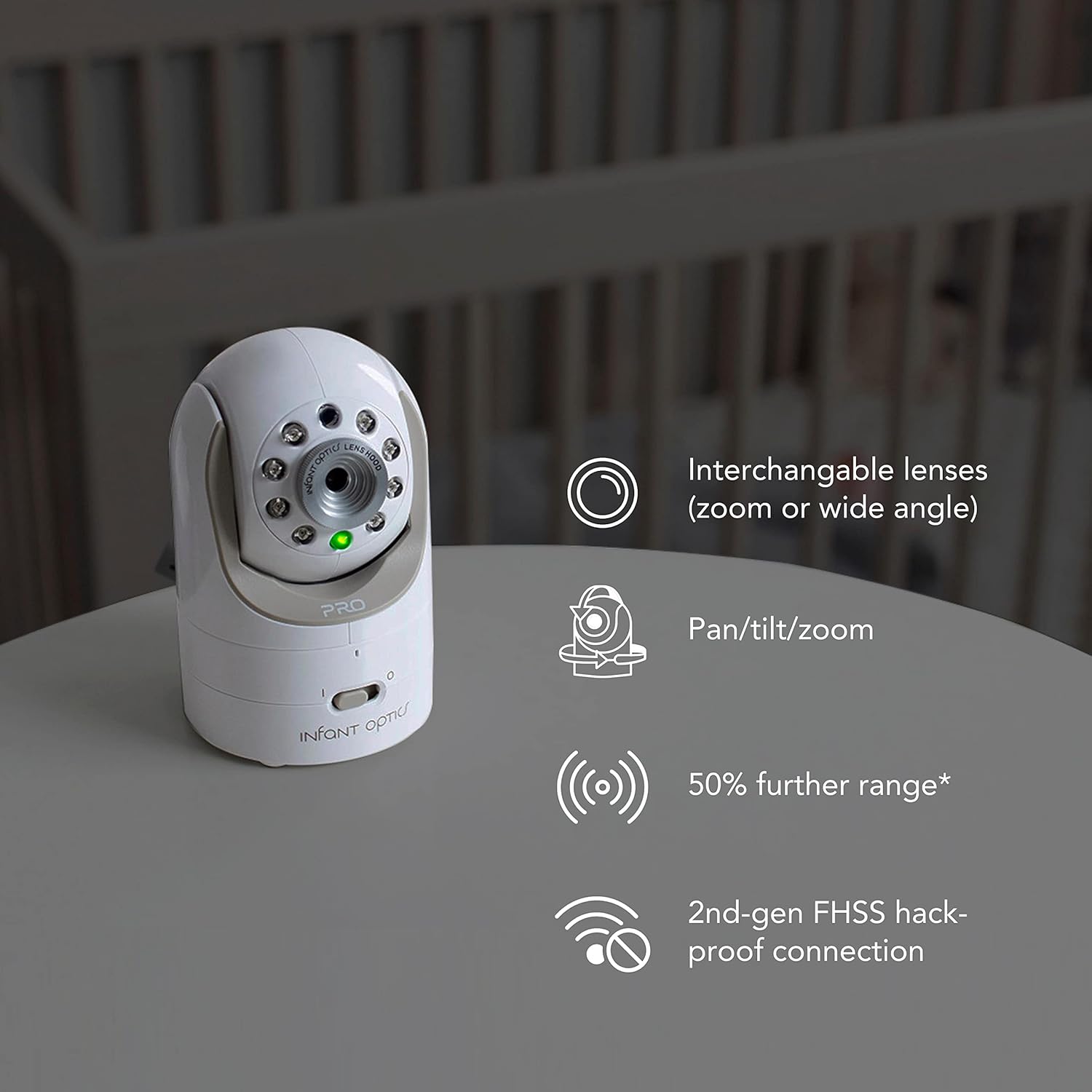 Infant Optics DXR-8 PRO Video Baby Monitor, 720P HD Resolution 5" Display, Patented A.N.R. (Active Noise Reduction), No WiFi, Pan Tilt Zoom, and Interchangeable Lenses