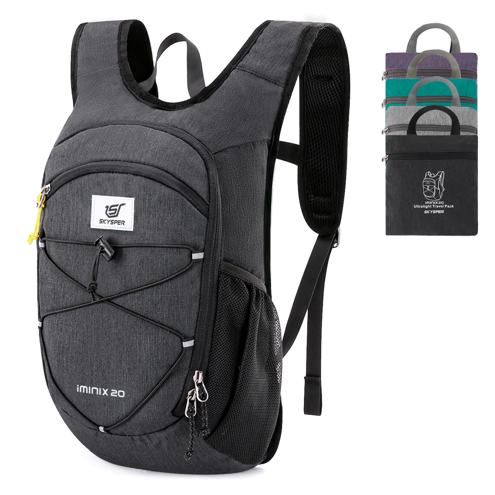SKYSPER 15L/20L Foldable Hiking Backpack Lightweight Packable Travel Daypack with Chest Strap Small Folding Pack for Walking