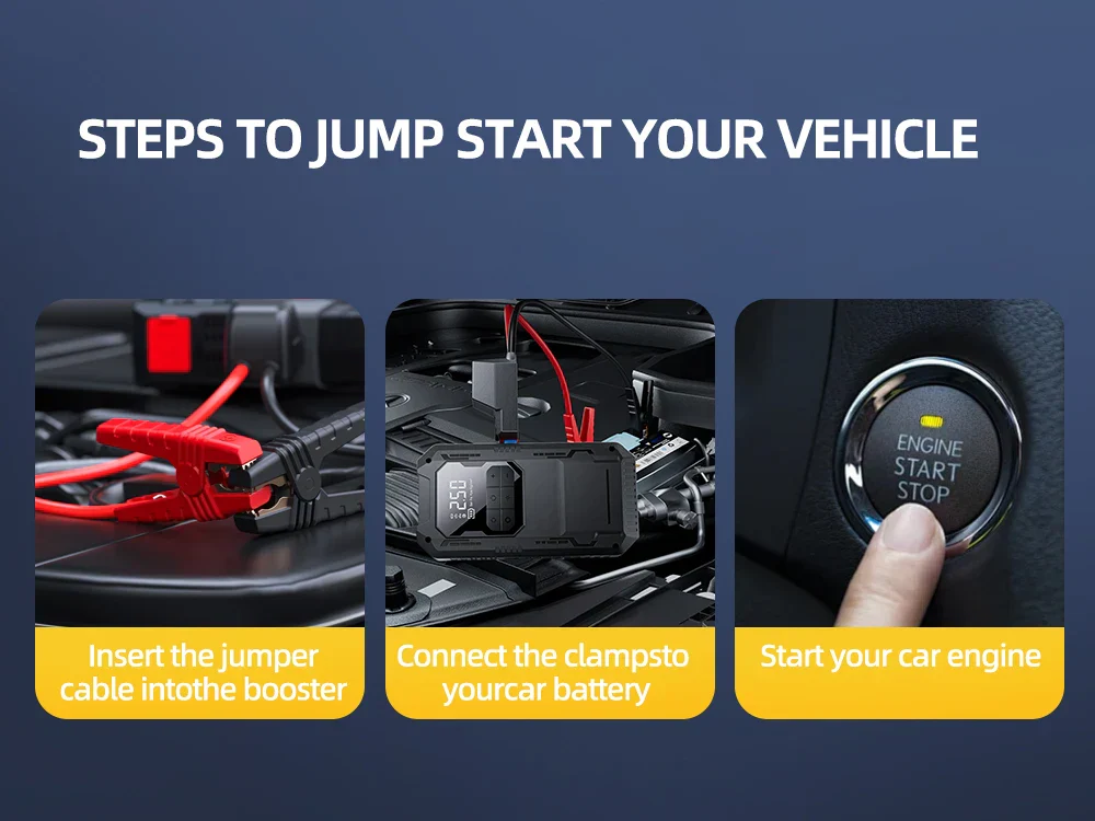 Heavy-Duty 4-in-1 Car Jump Starter with Air Pump and Power Bank